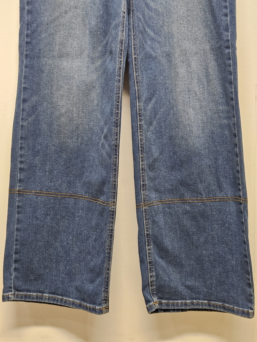 Pilcro Wide-Leg Flare Jeans in Medium Blue Denim - Picture 9 of 12